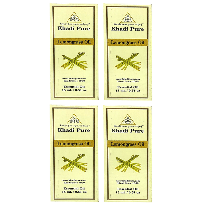 Khadi Pure Lemongrass Essential Oil (15ml Each) - Classic Derma