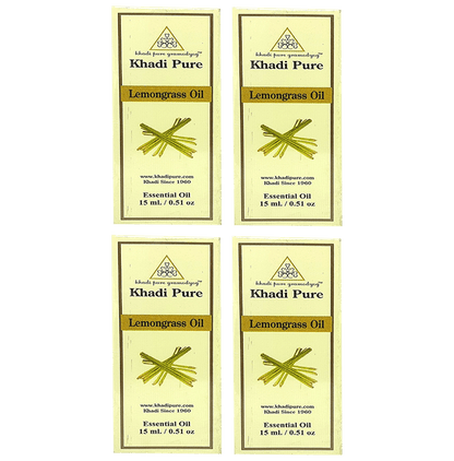 Khadi Pure Lemongrass Essential Oil (15ml Each) - Classic Derma