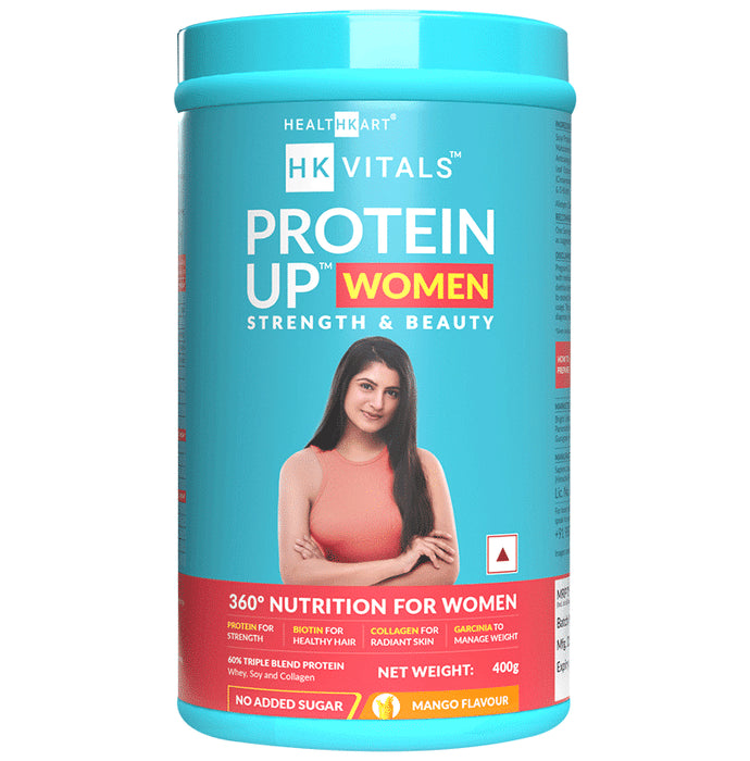 HK Vitals Protein Up Women | Powder with Whey Protein, Collagen & Biotin for Strength & Beauty Powder Mango - Classic Derma