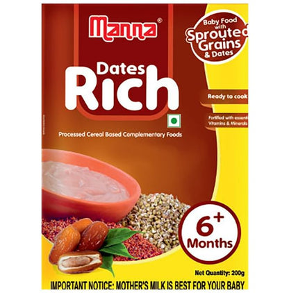 Manna Dates Rich Baby Food with Sprouted Grains & Dates 6+ Months - Classic Derma