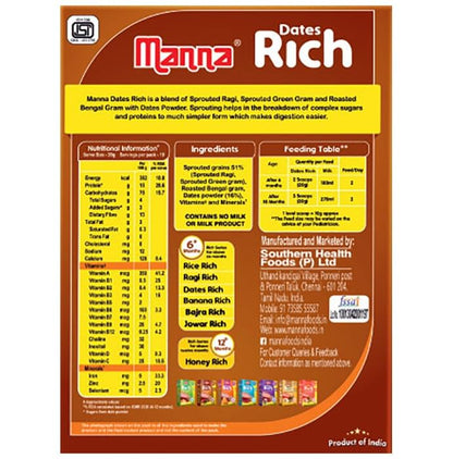 Manna Dates Rich Baby Food with Sprouted Grains & Dates 6+ Months