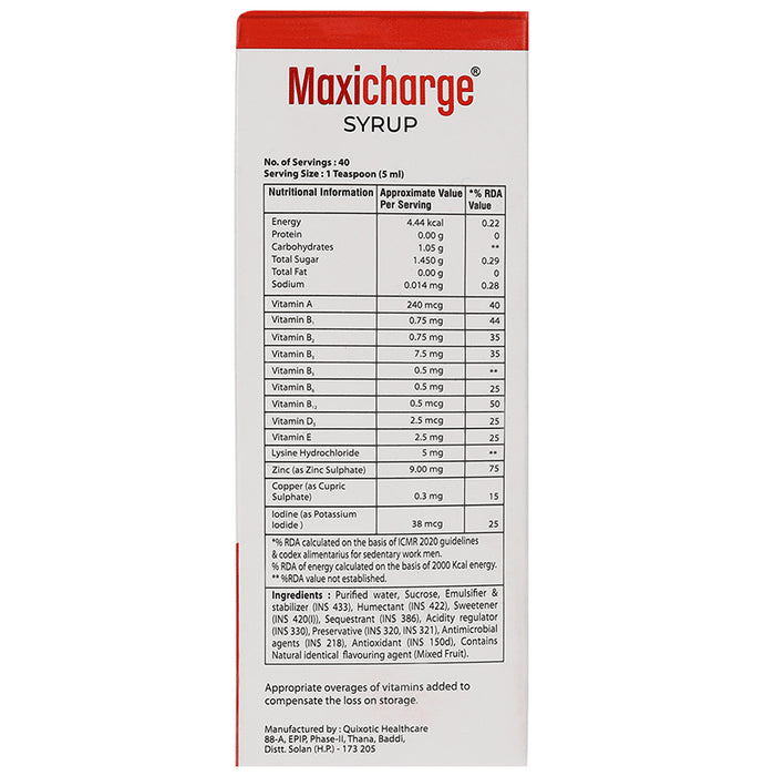 Maxicharge Multivitamin Health Supplement Syrup | Helps Boost Immunity |