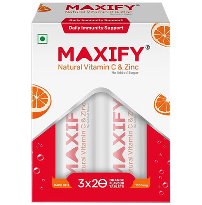 Maxify Natural Vitamin C & Zinc Effervescent Tablet (20 Each) Orange - Classic Derma