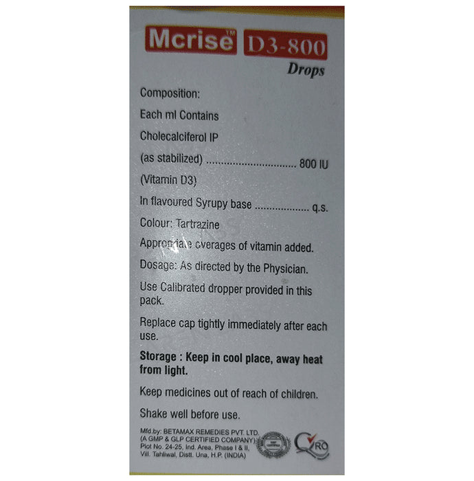 Mcrise Cholecalciferol Oral Drop Mixed Fruit