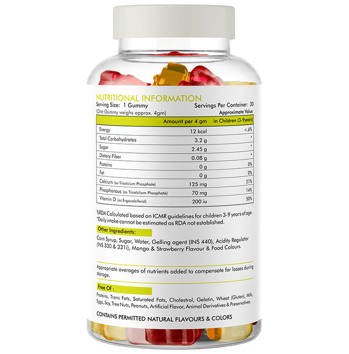 Meadbery Mango & Strawberry Kids Calcium with Vitamin D Gluten Free Gummy