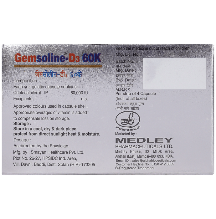 Gemsoline-D3 60K Capsule for Bone and Immune Health