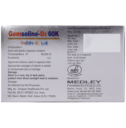Gemsoline-D3 60K Capsule for Bone and Immune Health