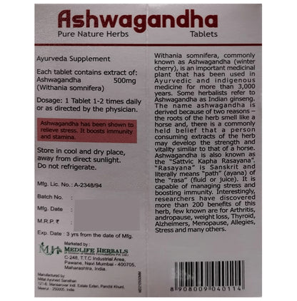 Medlife Herbals Ashwagandha Tablet