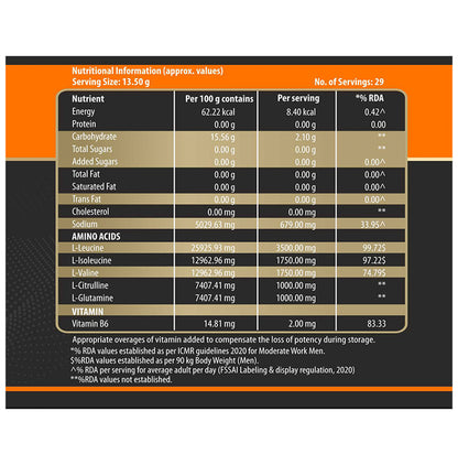 Megagrow BCAA Advance Supplement Powder for Fast Recovery & Muscle Growth Orange