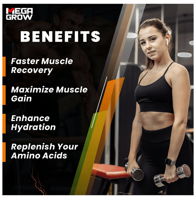 Megagrow BCAA Advance Supplement Powder for Fast Recovery & Muscle Growth Orange