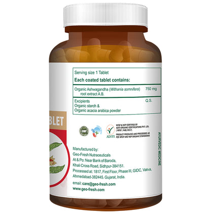 Geo Fresh Organic Ashwagandha 750mg Tablet