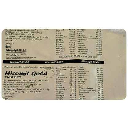 Metabolic Life Sciences Combo Pack of Hicomit Arthritic Tablet (10), Gold Tablet (10) & Hicomit Pain Oil (120)