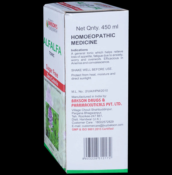 Bakson's Homeopathy Alfalfa Tonic Sugar Free