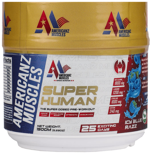 Americanz Muscles Super Human Pre-Workout Powder Icy Blue Razz - Classic Derma