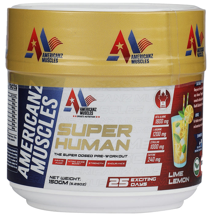 Americanz Muscles Super Human Pre-Workout Powder Lime Lemon - Classic Derma