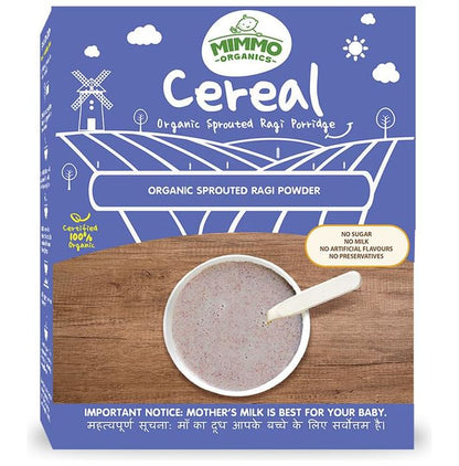Mimmo Organics Cereal Organic Sprouted Ragi with Porridge (6 Months Plus) - Classic Derma