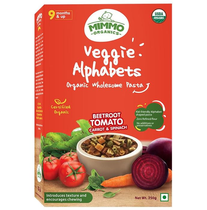 Mimmo Organics Wholesome Pasta (9 Months & Up) Veggie Alphabets - Classic Derma