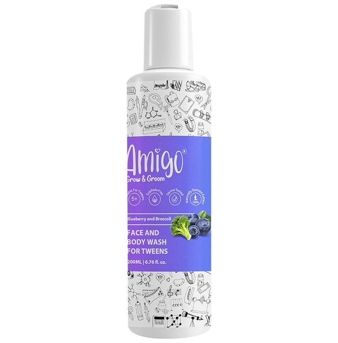 Amigo Blueberry and Broccoli Face and Body Wash for Tweens - Classic Derma