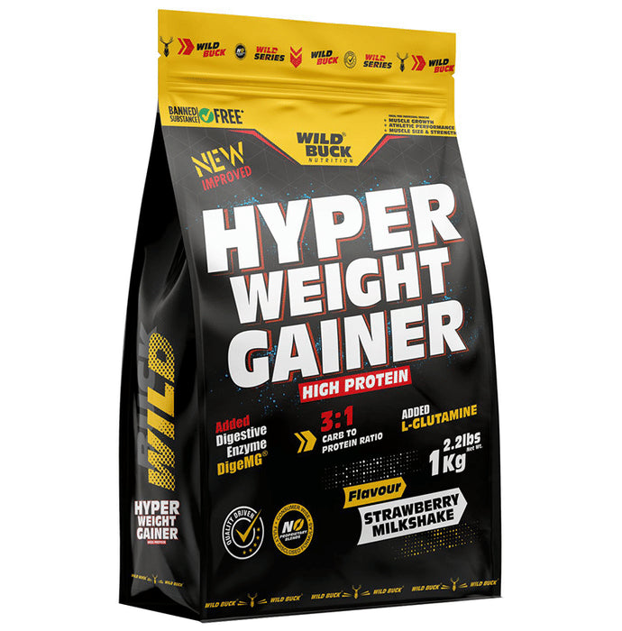 Wild Buck Hyper Weight Gainer Powder Strawberry Milkshake - Classic Derma