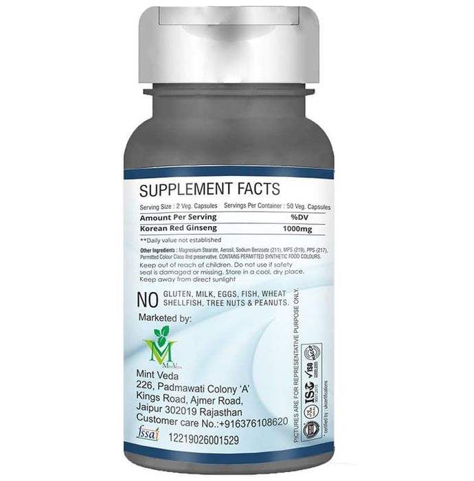 Mint Veda Korean Ginseng 1000mg Vegetarian Capsule