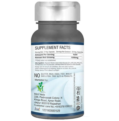 Mint Veda Korean Ginseng 1000mg Vegetarian Capsule