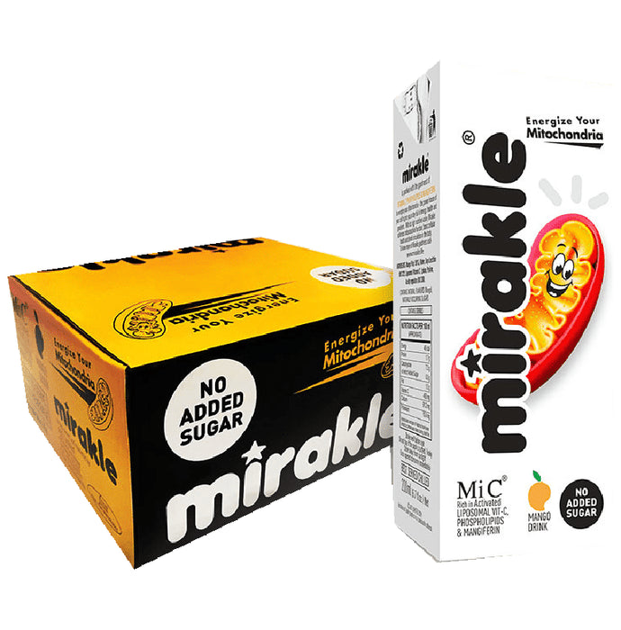 Mirakle Liposomal Vit-C, Phospholipids & Mangiferin Drink (200ml Each) Mango No Added Sugar - Classic Derma