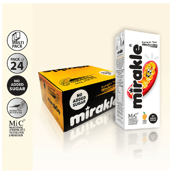 Mirakle Liposomal Vit-C, Phospholipids & Mangiferin Drink (200ml Each) Mango No Added Sugar