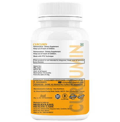 Mirayaahs Curcumin 95% with Piperine Tablet Sugar Free
