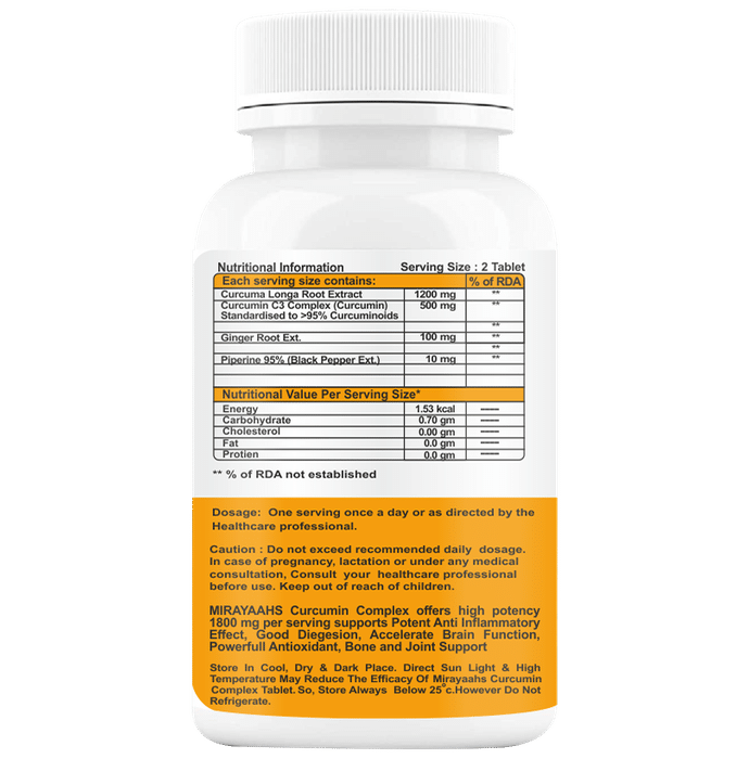 Mirayaahs Curcumin 95% with Piperine Tablet Sugar Free
