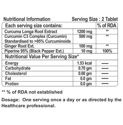Mirayaahs Curcumin 95% with Piperine Tablet Sugar Free