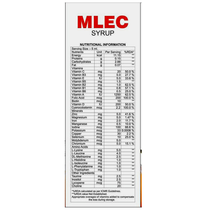 Mlec Syrup Orange Sugar Free