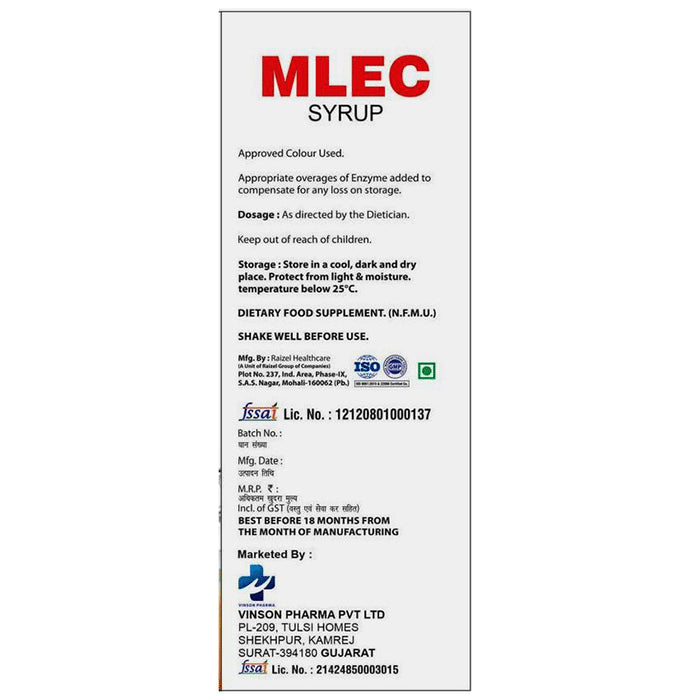 Mlec Syrup Orange Sugar Free