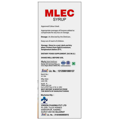 Mlec Syrup Orange Sugar Free