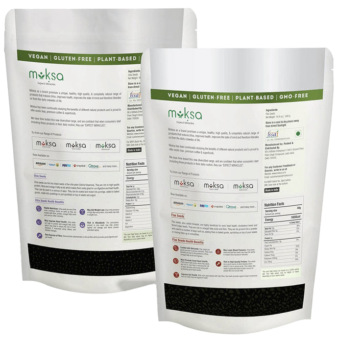 Moksa Combo Pack of Chia Seeds & Flax Seeds (400gm Each)