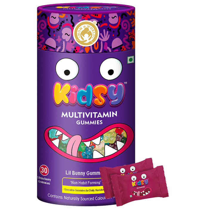 Mom & World Kidsy Multivitamin Gummies (30 Each) Strawberry - Classic Derma