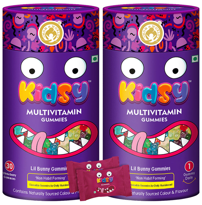 Mom & World Kidsy Multivitamin Gummies (30 Each) Strawberry - Classic Derma