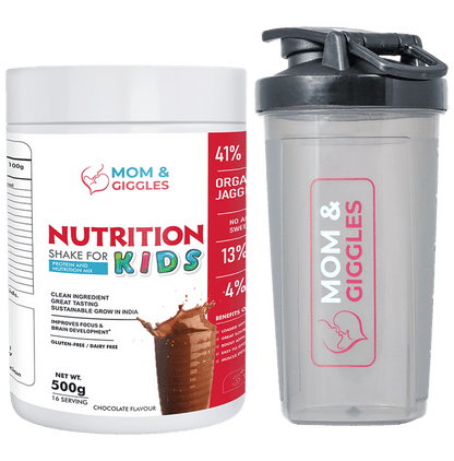 Moms &Giggles Nutrition Shake For Kids With Shaker Powder Chocolate - Classic Derma