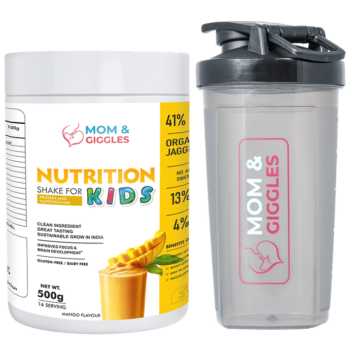 Moms &Giggles Nutrition Shake For Kids With Shaker Powder Mango - Classic Derma