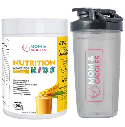 Moms &Giggles Nutrition Shake For Kids With Shaker Powder Mango - Classic Derma