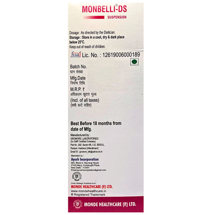 Monbelli-DS Oral Suspension Pineapple Sugar Free