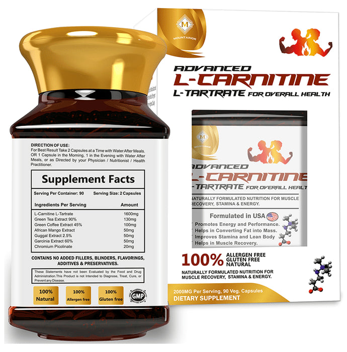 Mountainor Advanced L-Carnitine L-Tartrate for Overall Health Veg Capsule
