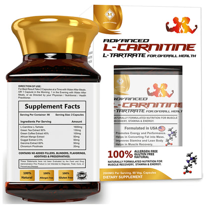 Mountainor Advanced L-Carnitine L-Tartrate for Overall Health Veg Capsule