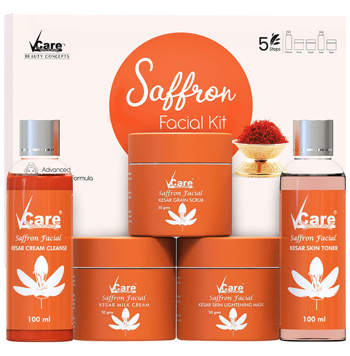 VCare Saffron Facial Kit (150gm Each) - Classic Derma