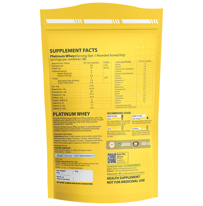MP Muscle Performance Platinum Whey Powder (1Kg Each) Kaju Pista