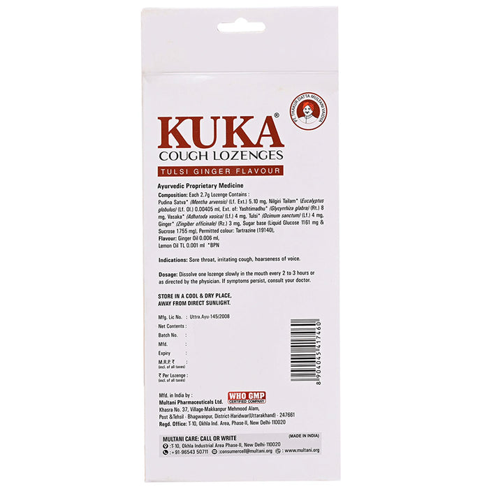 Multani Kuka Cough(8 x 24 Strips) Lozenges Tulsi Ginger