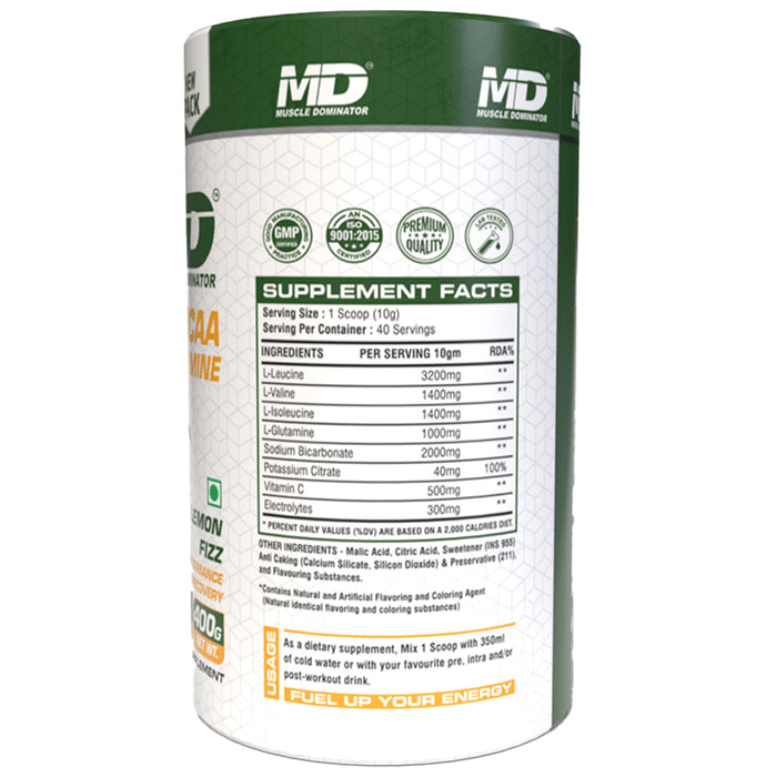 Muscle Dominator BCAA+ Glutamine Powder Lemon Fizz