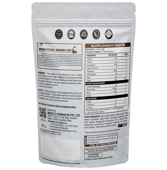 Muscle Dominator Nitra-Whey Classic Chocolate Powder