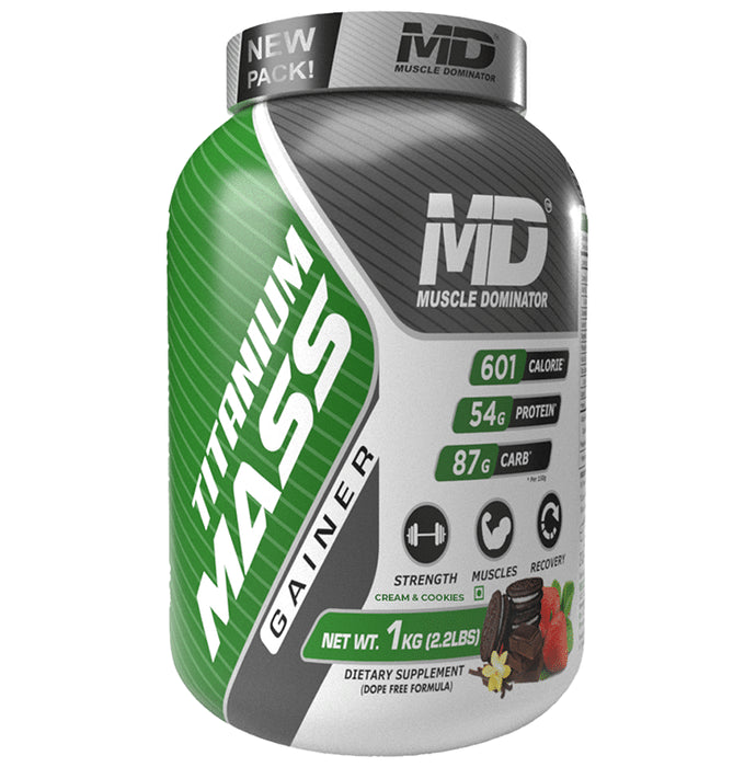 Muscle Dominator Titanium Mass Gainer Powder Cream and Cookies - Classic Derma