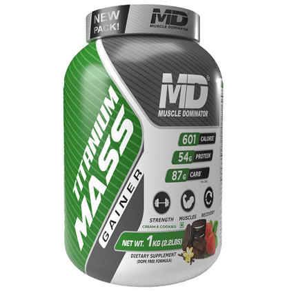 Muscle Dominator Titanium Mass Gainer Powder Cream and Cookies - Classic Derma