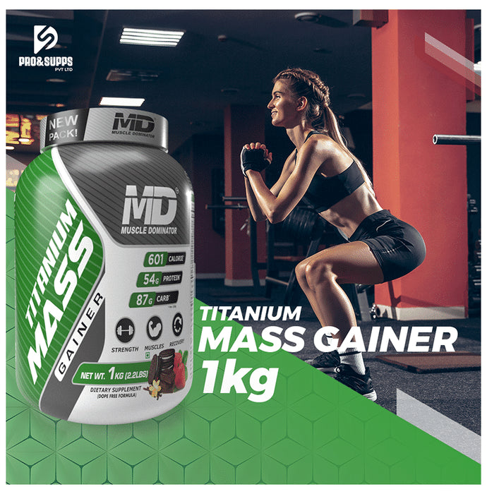 Muscle Dominator Titanium Mass Gainer Powder Cream and Cookies